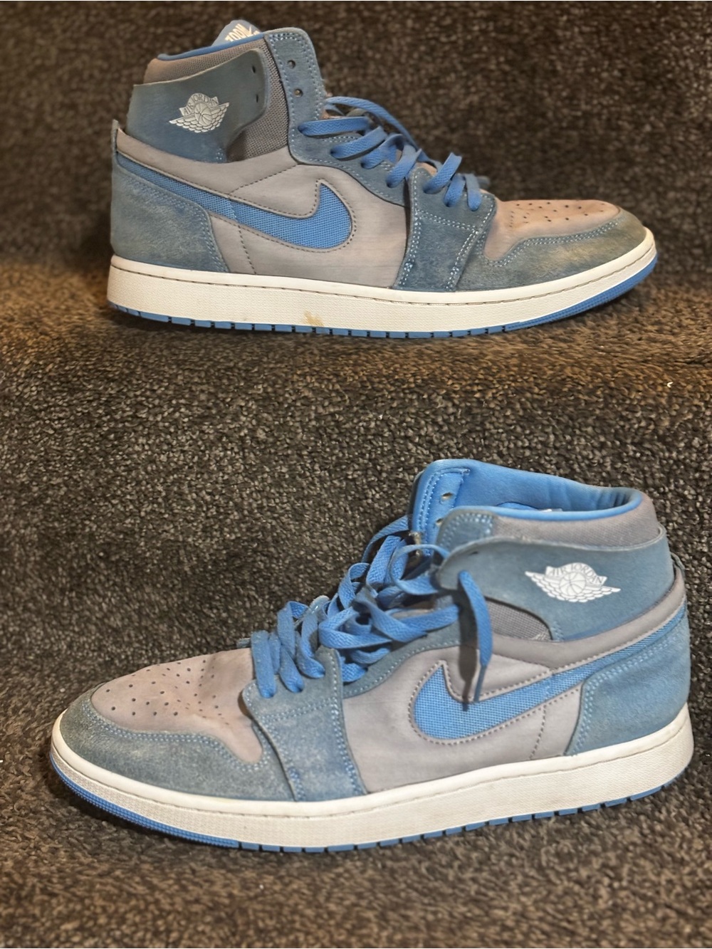 Men’s 12 - Nike Air Jordan 1 Zoom CMFT 2 High Sneakers Gray/Blue Suede